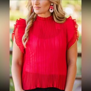 Ruffle cap sleeve accordion blouse